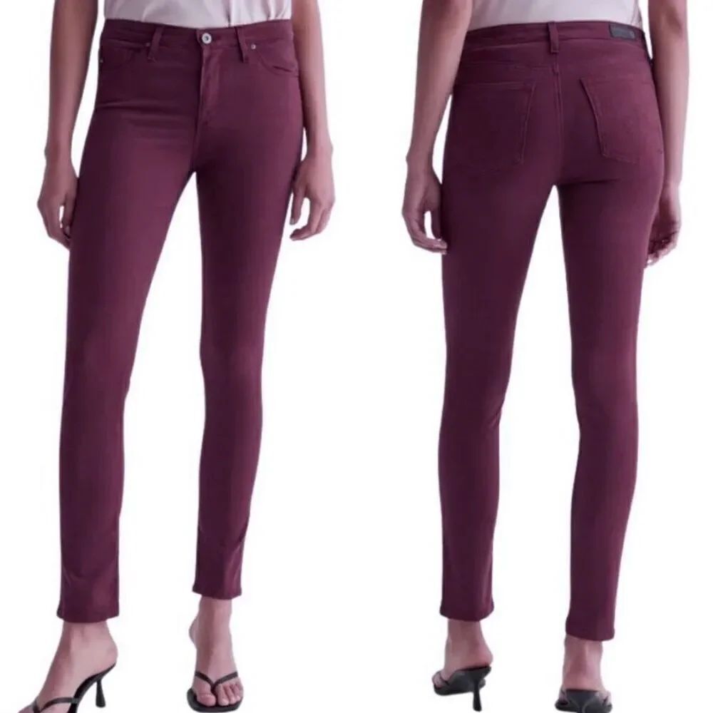 AG Adriano Goldschmied Purple Stevie Ankle Cropped Slim Straight Jeans Size 32